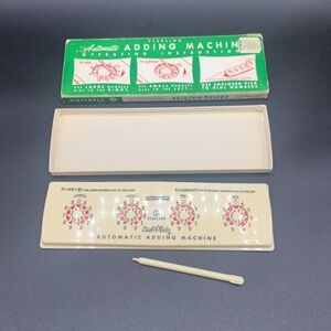 Vintage Sterling Plastic Automatic Adding Machine & Stylus